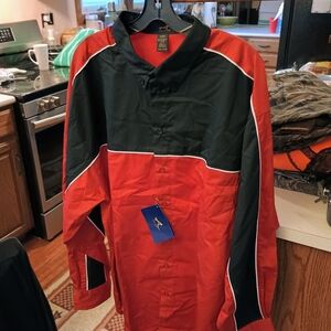 Men's Red and Black Casual Button Down Shirt